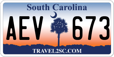 SC license plate AEV673