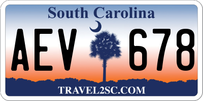 SC license plate AEV678
