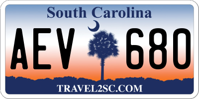 SC license plate AEV680