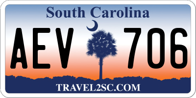 SC license plate AEV706