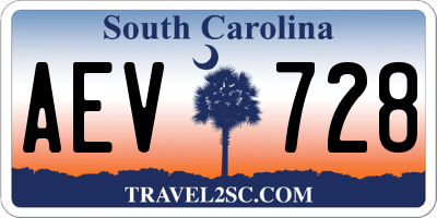 SC license plate AEV728