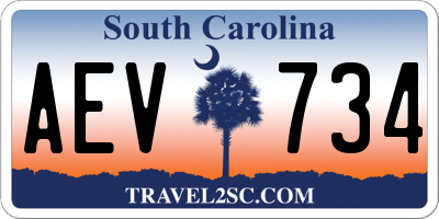 SC license plate AEV734