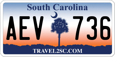 SC license plate AEV736