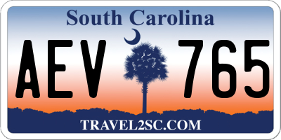 SC license plate AEV765