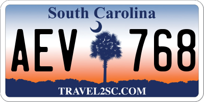 SC license plate AEV768