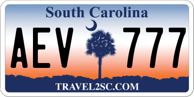 SC license plate AEV777
