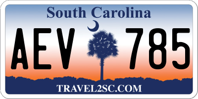 SC license plate AEV785