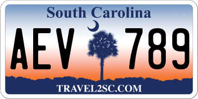 SC license plate AEV789