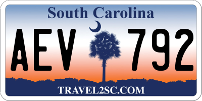 SC license plate AEV792