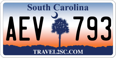 SC license plate AEV793