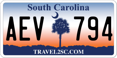 SC license plate AEV794