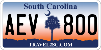 SC license plate AEV800