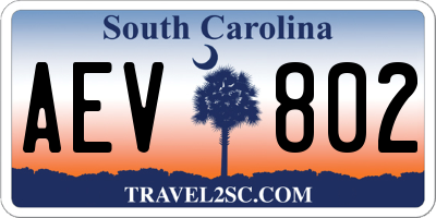 SC license plate AEV802