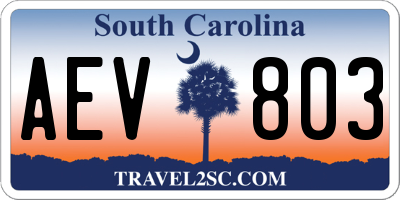 SC license plate AEV803