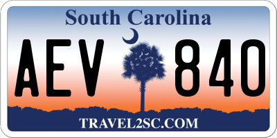 SC license plate AEV840