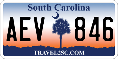 SC license plate AEV846