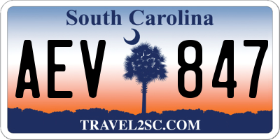 SC license plate AEV847