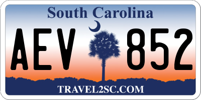 SC license plate AEV852