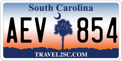SC license plate AEV854