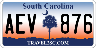 SC license plate AEV876