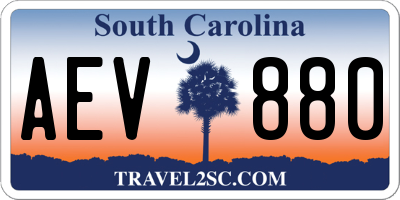 SC license plate AEV880