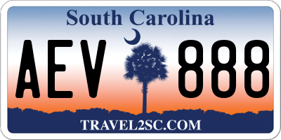SC license plate AEV888