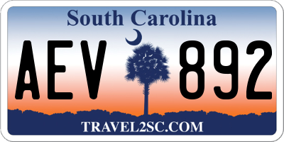 SC license plate AEV892