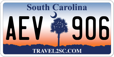 SC license plate AEV906