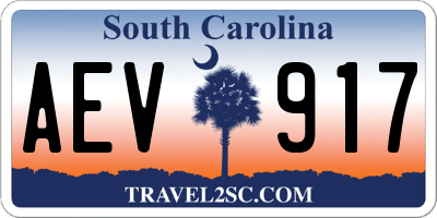 SC license plate AEV917