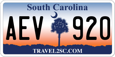 SC license plate AEV920