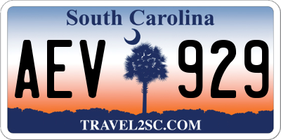 SC license plate AEV929