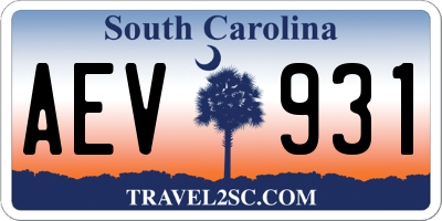 SC license plate AEV931