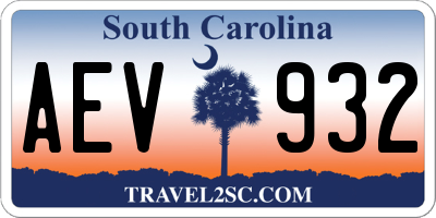 SC license plate AEV932