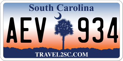 SC license plate AEV934