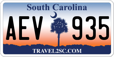 SC license plate AEV935