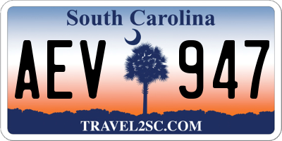 SC license plate AEV947