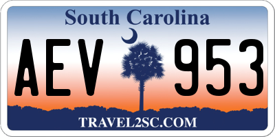 SC license plate AEV953