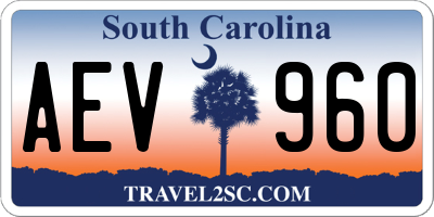 SC license plate AEV960