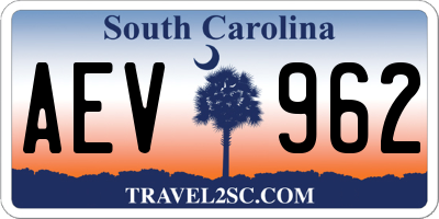 SC license plate AEV962