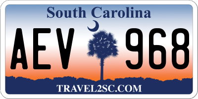 SC license plate AEV968