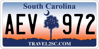 SC license plate AEV972