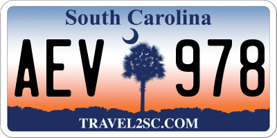 SC license plate AEV978