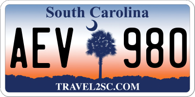 SC license plate AEV980