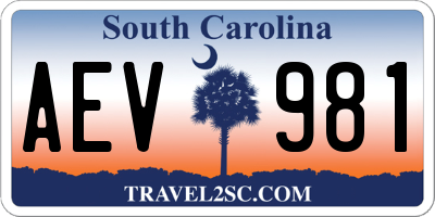 SC license plate AEV981
