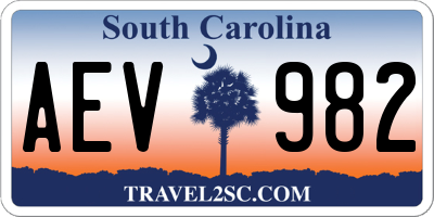 SC license plate AEV982