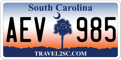 SC license plate AEV985