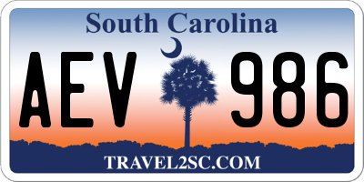 SC license plate AEV986
