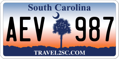 SC license plate AEV987
