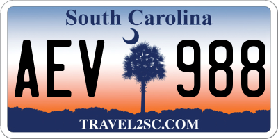 SC license plate AEV988