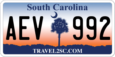 SC license plate AEV992